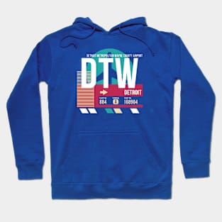 Detroit, Michigan (DTW) Airport Code Baggage Tag Hoodie